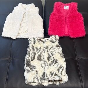 Carter's Faux Fur Vest- Cream, Justice Pink, and peas and queues Black/White